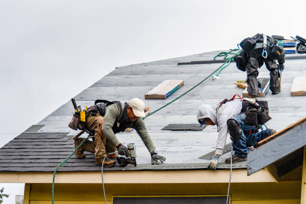 Professional Gutter Installation technician working in Hooper, WA